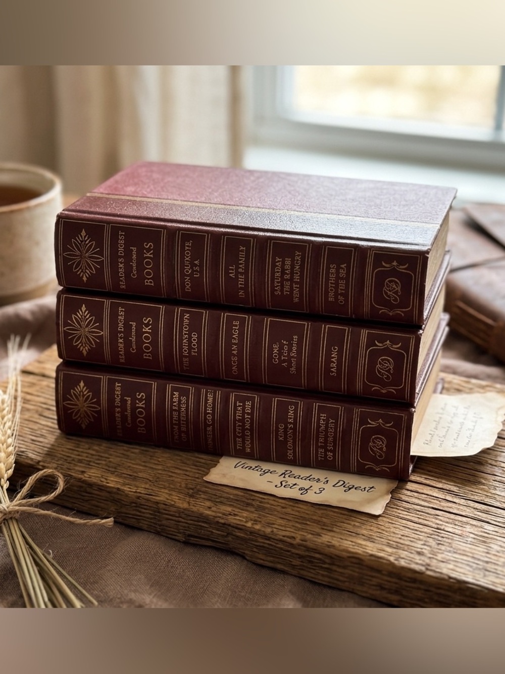 Vintage Decorative Set of 3 Burgundy Reader's Digest 1st edition